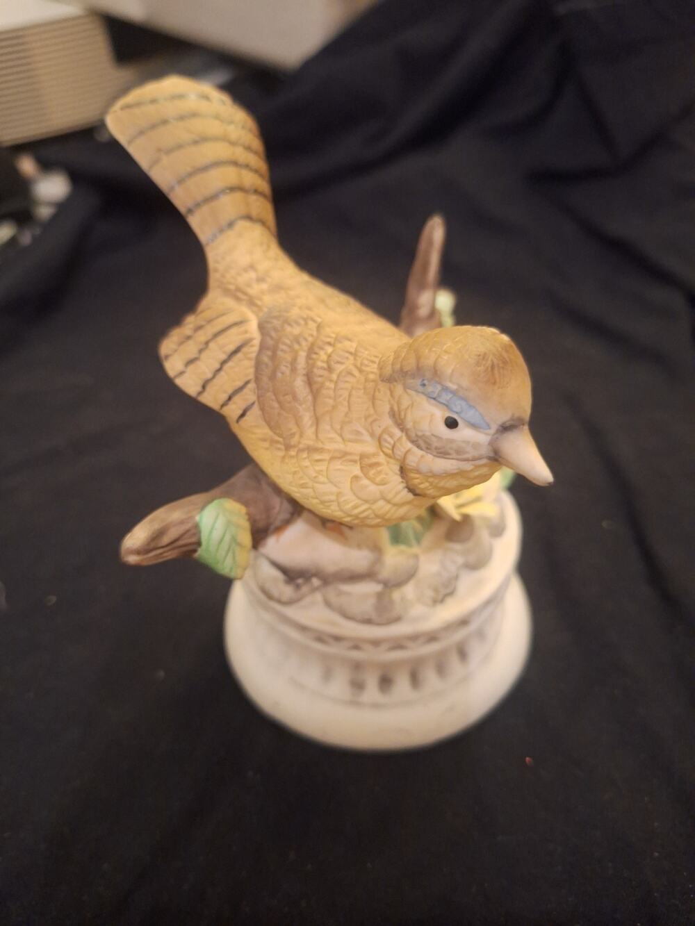 Vintage Brown Porcelain Bird On A Pedestal Made In Japan